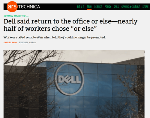 【アメリカ】Dellの従業員に「リモートワークやめるか昇進諦めるか」聞いた結果